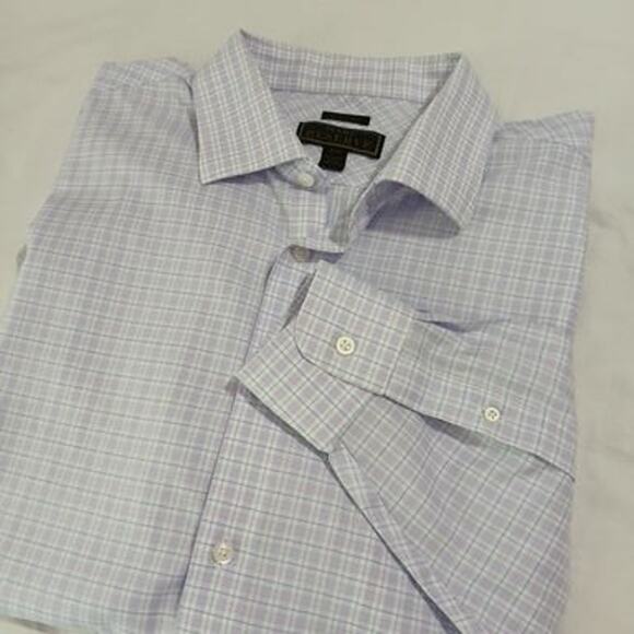 Jos.A.Bank RESERVE no wrinkles 18/37 !00% cotton men's button-up lavender plaid - Picture 10 of 11